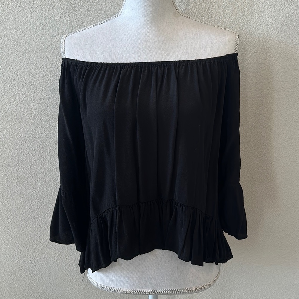 Black Ruffle off the shoulder top